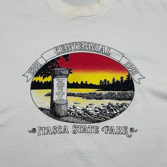 VTG 90s Screen Stars Best T-Shirt XL Itasca State Park Centennial 1891–1991 USA‎ - Picture 2 of 12